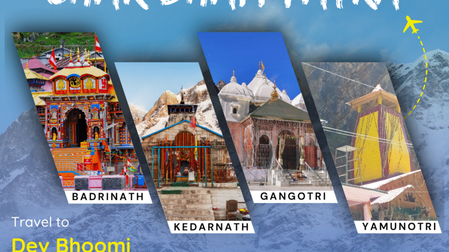 White, Blue and yellow Char Dham Yatra travel agency instagram post